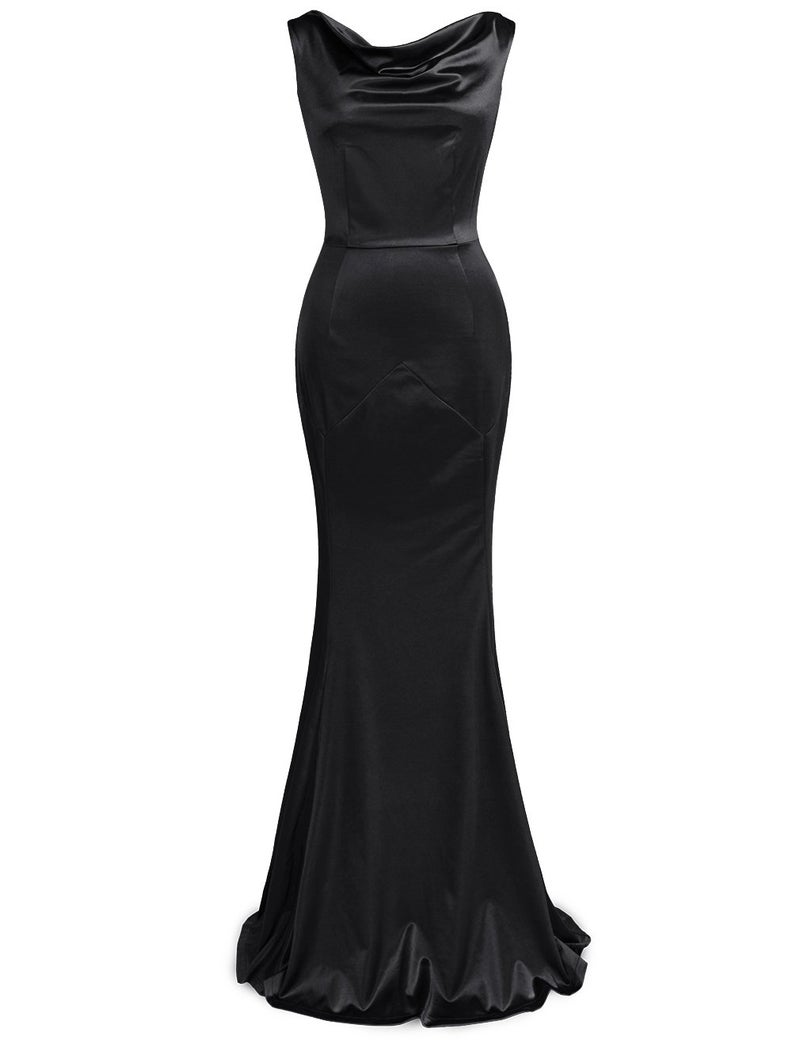 MUXXN Women's Sleeveless Floor Length Sheath Formal Vintage Cocktail Evening Long Maxi Dress Black L - Image 1